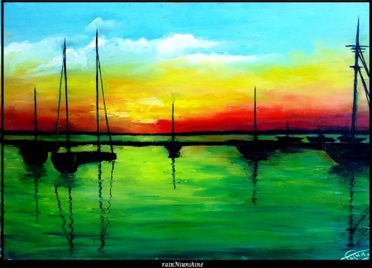 broekn rainbow_ oil painting by rainNsunshine  - frame